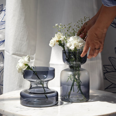 Slate Grey Handblown Glass Vase Tall, 4.72x4.72x7.87 Inch - Casa Amarosa