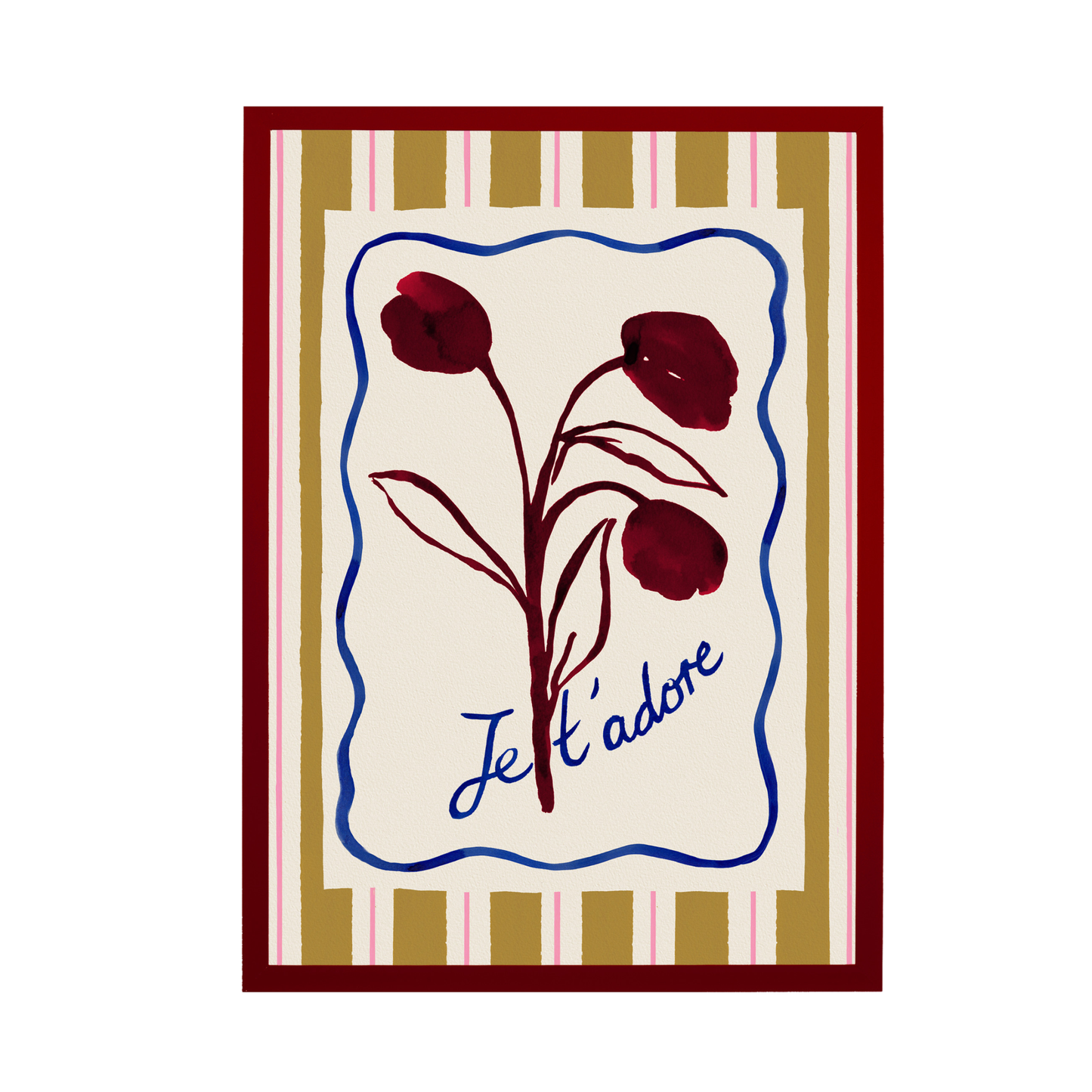 I Adore you (Je t'adore) - French Floral Love Art Print