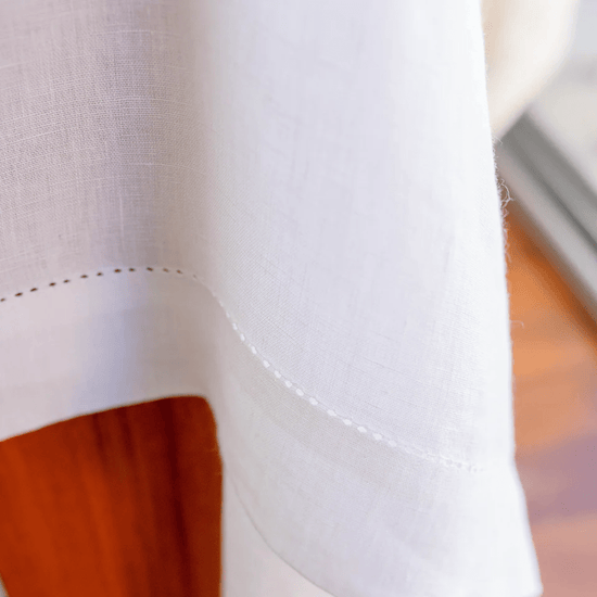 Hemstitch Linen/Cotton Tablecloth, White