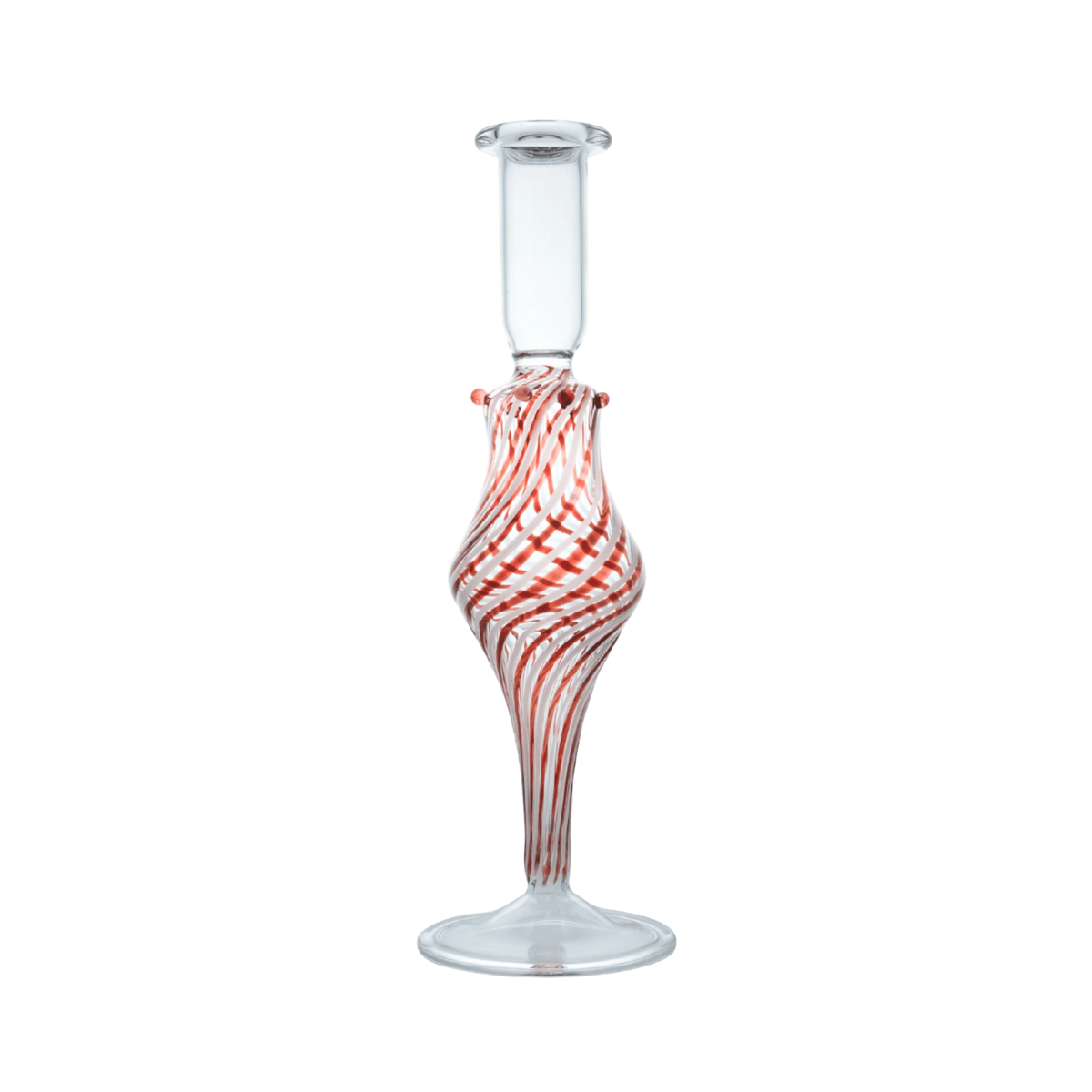 Red Swirl Glass Candle Holder – Tall