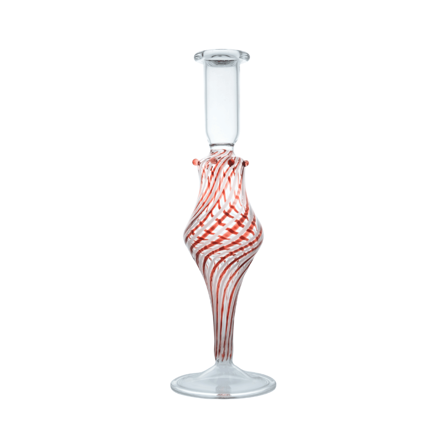 Red Swirl Glass Candle Holder – Tall