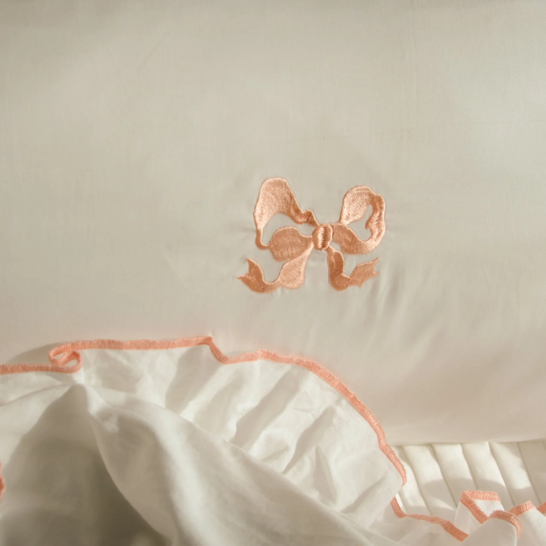Arabella Bow Ruffle Frill Pillow Case Pair