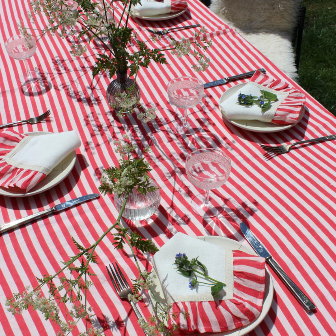 Cherry Red Candy Stripe - Set of 2 Napkins
