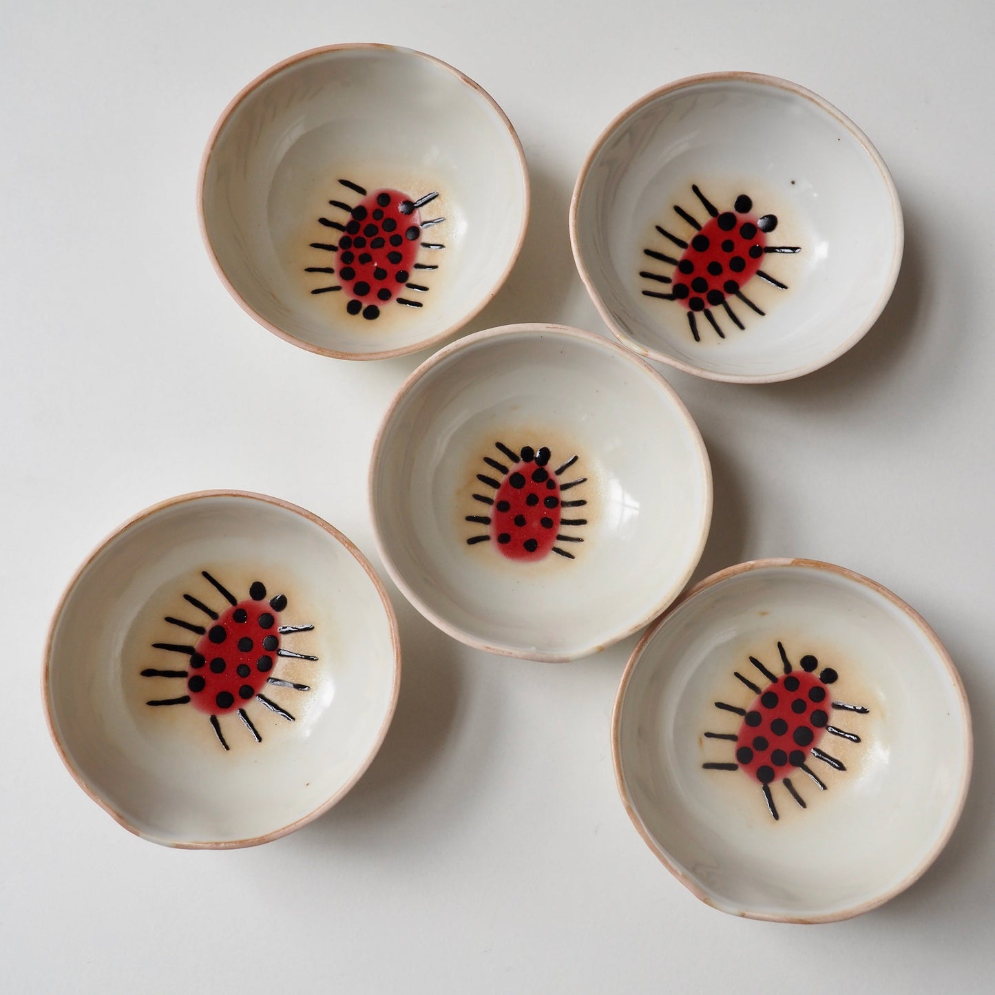 Handmade Mini Red Spotted Beetle Porcelain Ceramic Ring Dish