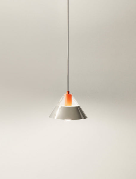 FIFTY FIFTY Lamp with glass and metal shades providing balanced warm and focused lighting in a sleek pendant design.