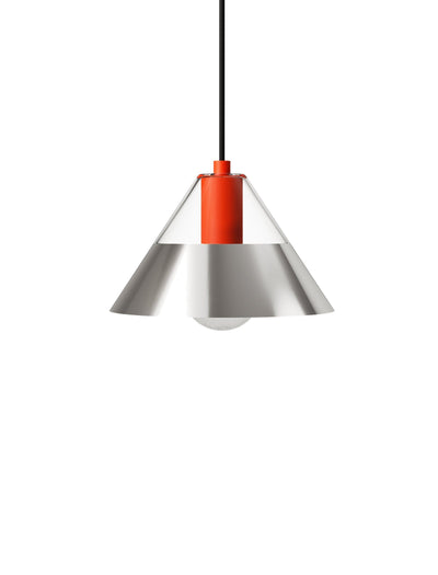 FIFTY FIFTY Lamp with glass upper shade and metal lower shade directing light where needed in sleek design.
