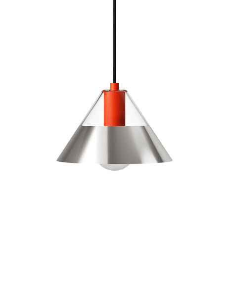 FIFTY FIFTY Lamp with glass upper shade and metal lower shade directing light where needed in sleek design.