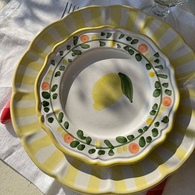Plate Sole 20 cm Stripe Yellow