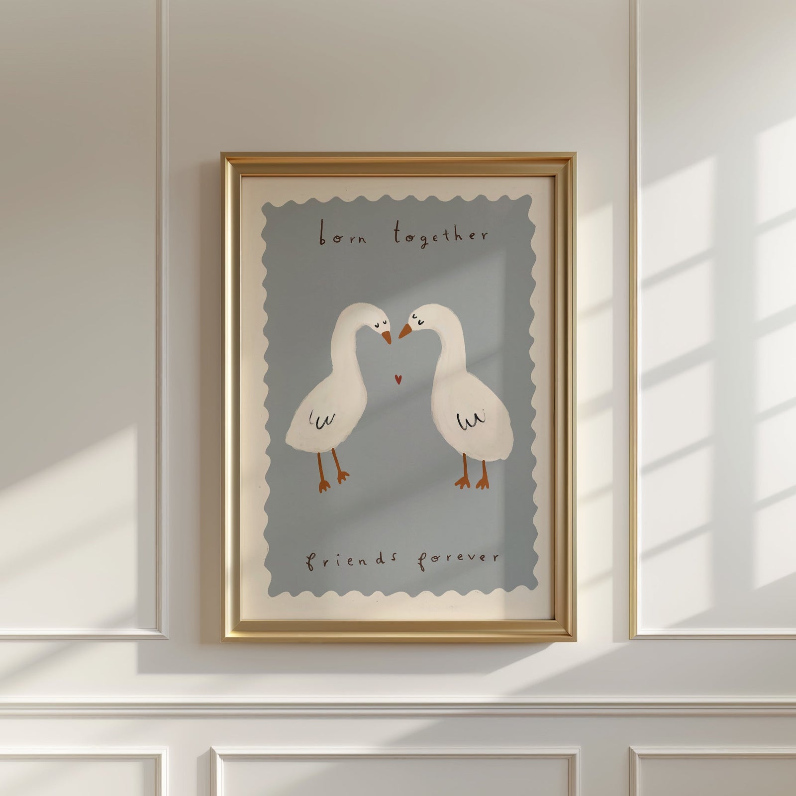 Twin Ducks | Twins Nursery Print | UNFRAMED