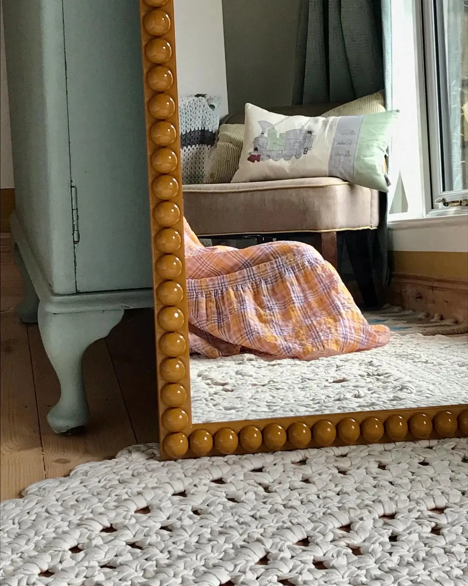 Mustard Over-Sized Bobbin Mirror