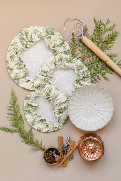 Winter Wonderland: Evergreen Linen Bowl Covers (Set of 3)