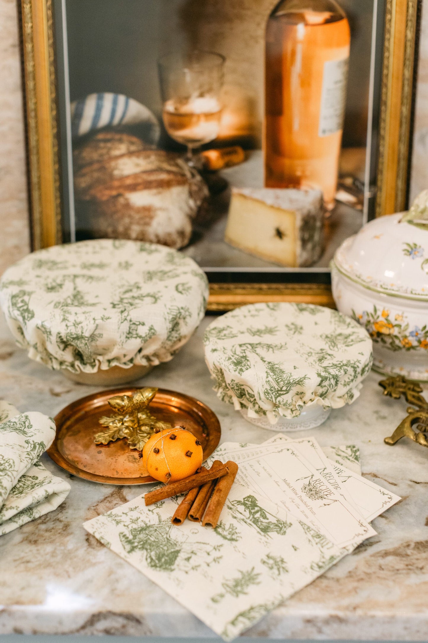 Winter Wonderland: Evergreen Linen Bowl Covers (Set of 3)