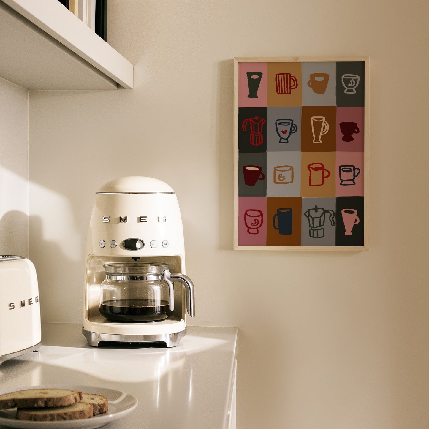 Coffee Patchwork | Coffee Print | UNFRAMED