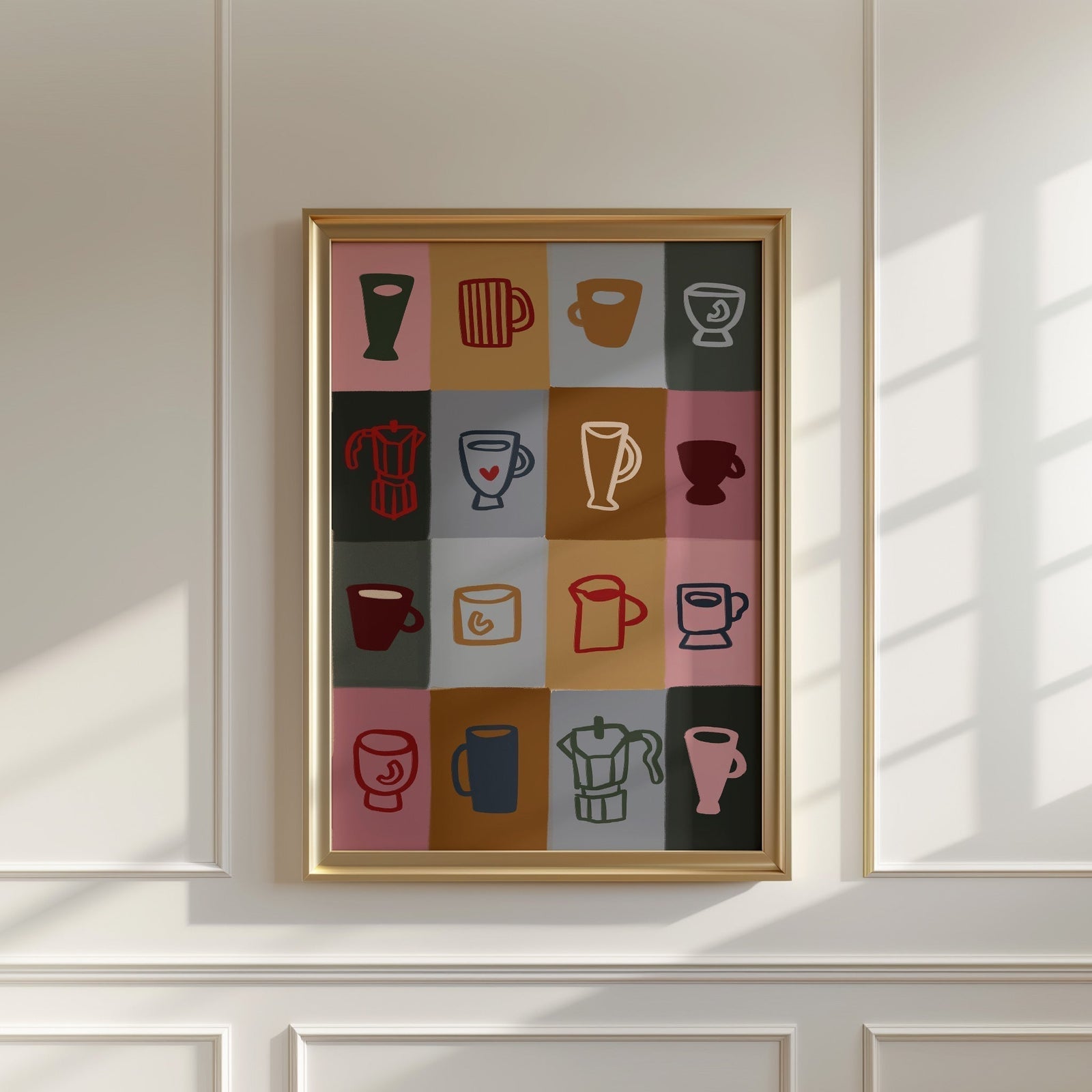 Coffee Patchwork | Coffee Print | UNFRAMED