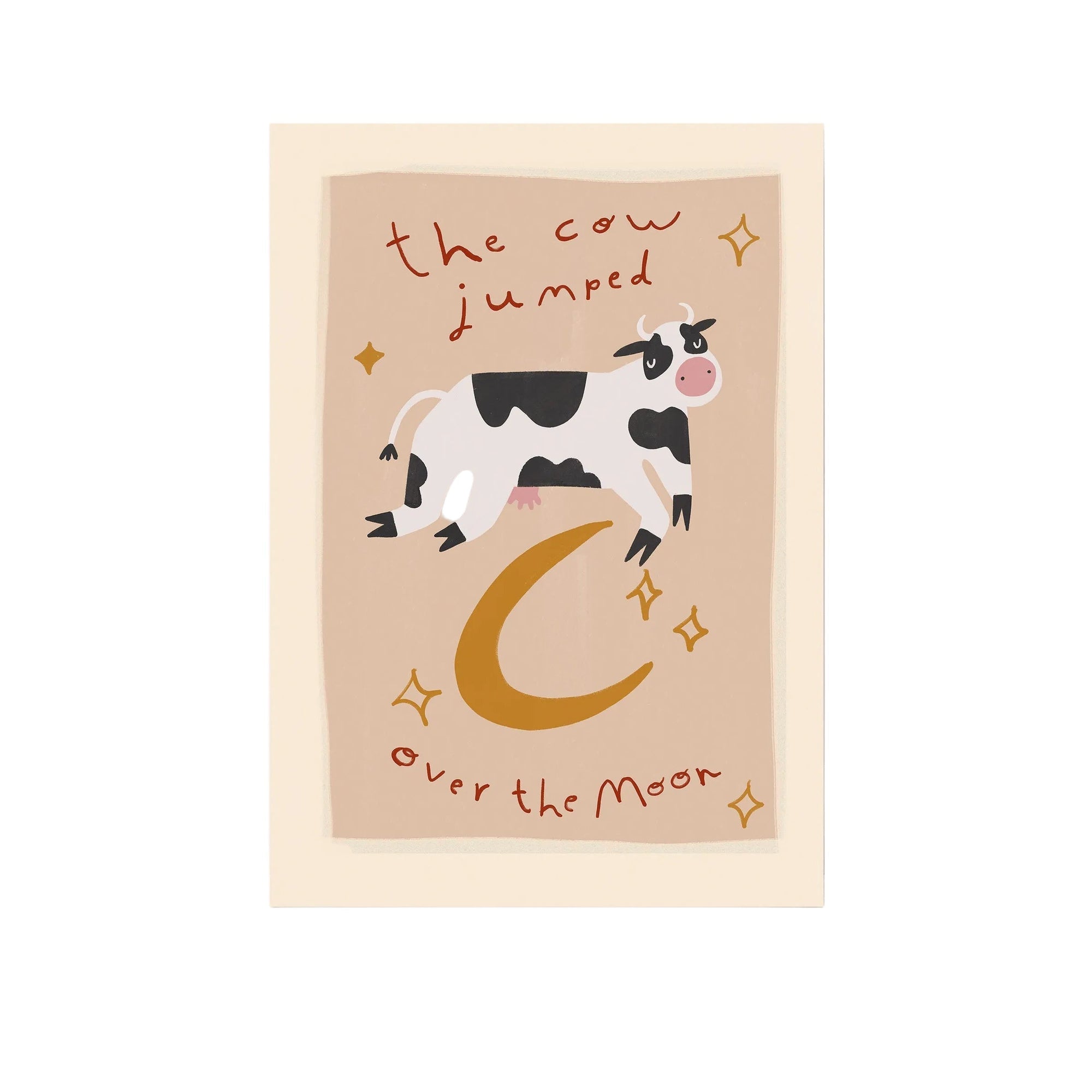 Cow Jumped Over The Moon | Nursery Rhyme Print | UNFRAMED