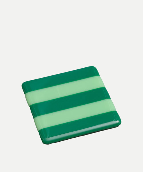 10cm Striped Coaster - Green Light &amp; Dark image