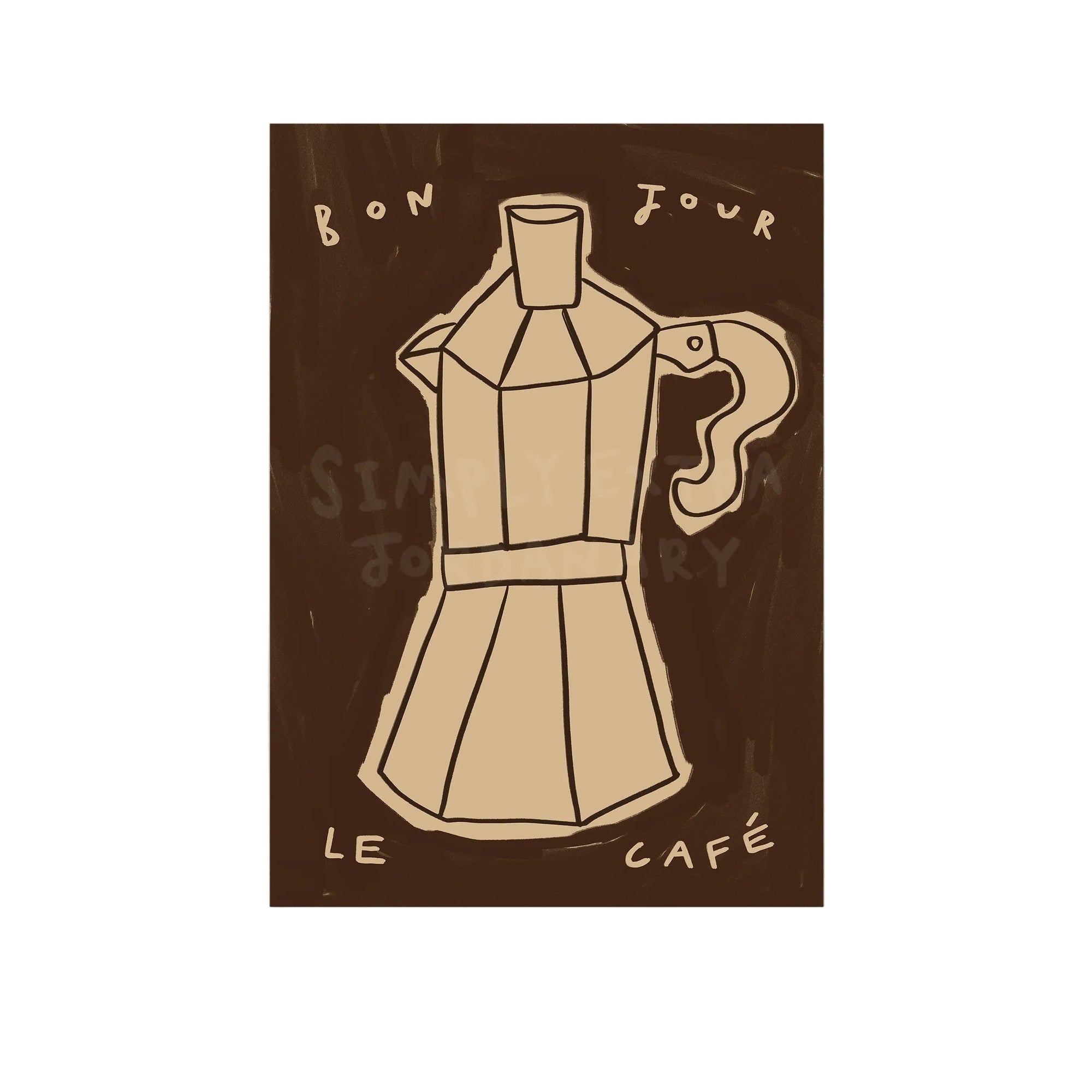 Bonjour Le Café | Hand Drawn Coffee Print | UNFRAMED