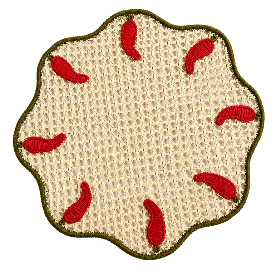 Scalloped Red Pepper Handwoven Placemat (set of 4)