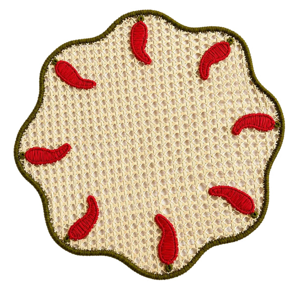 Scalloped Red Pepper Handwoven Placemat (set of 4)