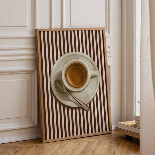 Espresso Mug | Striped Coffee Print | UNFRAMED