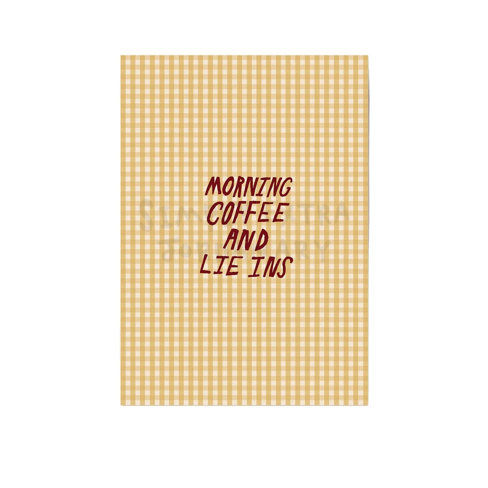 Coffee And Lie Ins | Gingham Print | UNFRAMED
