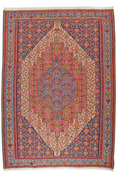 Kelim Senneh — Handmade, 207x286 cm, Beige, 100% Virgin Wool | Main view