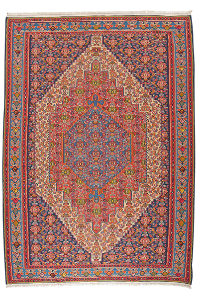 Kelim Senneh — Handmade, 207x286 cm, Beige, 100% Virgin Wool | Main view