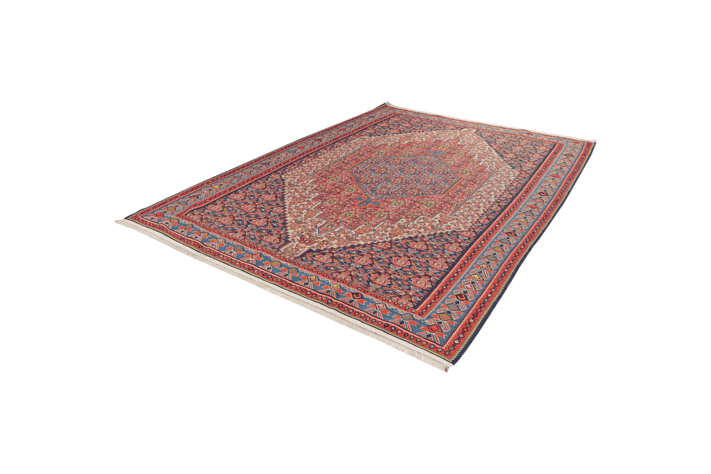 Kelim Senneh — Handmade, 207x286 cm, Beige, 100% Virgin Wool | View 5