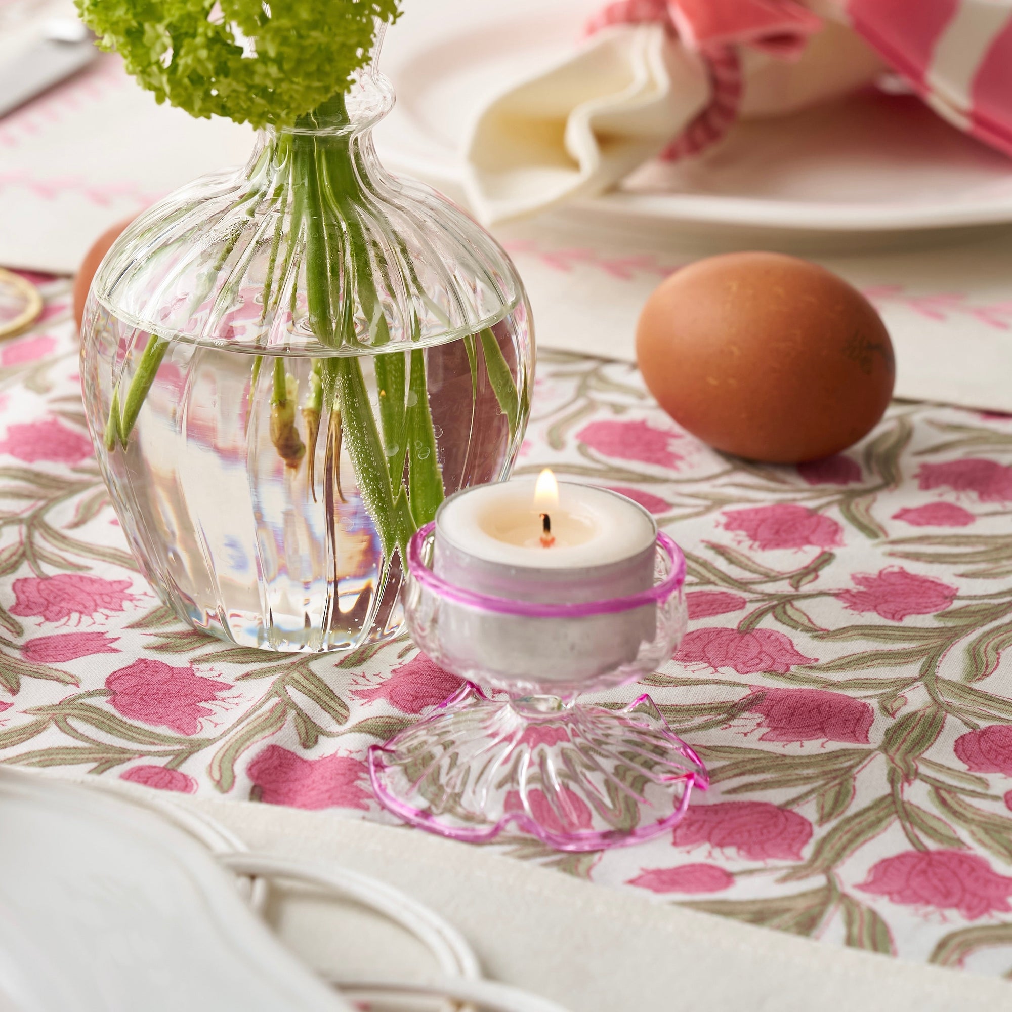 Pink Rimmed Tealight Holders (Set of 2)