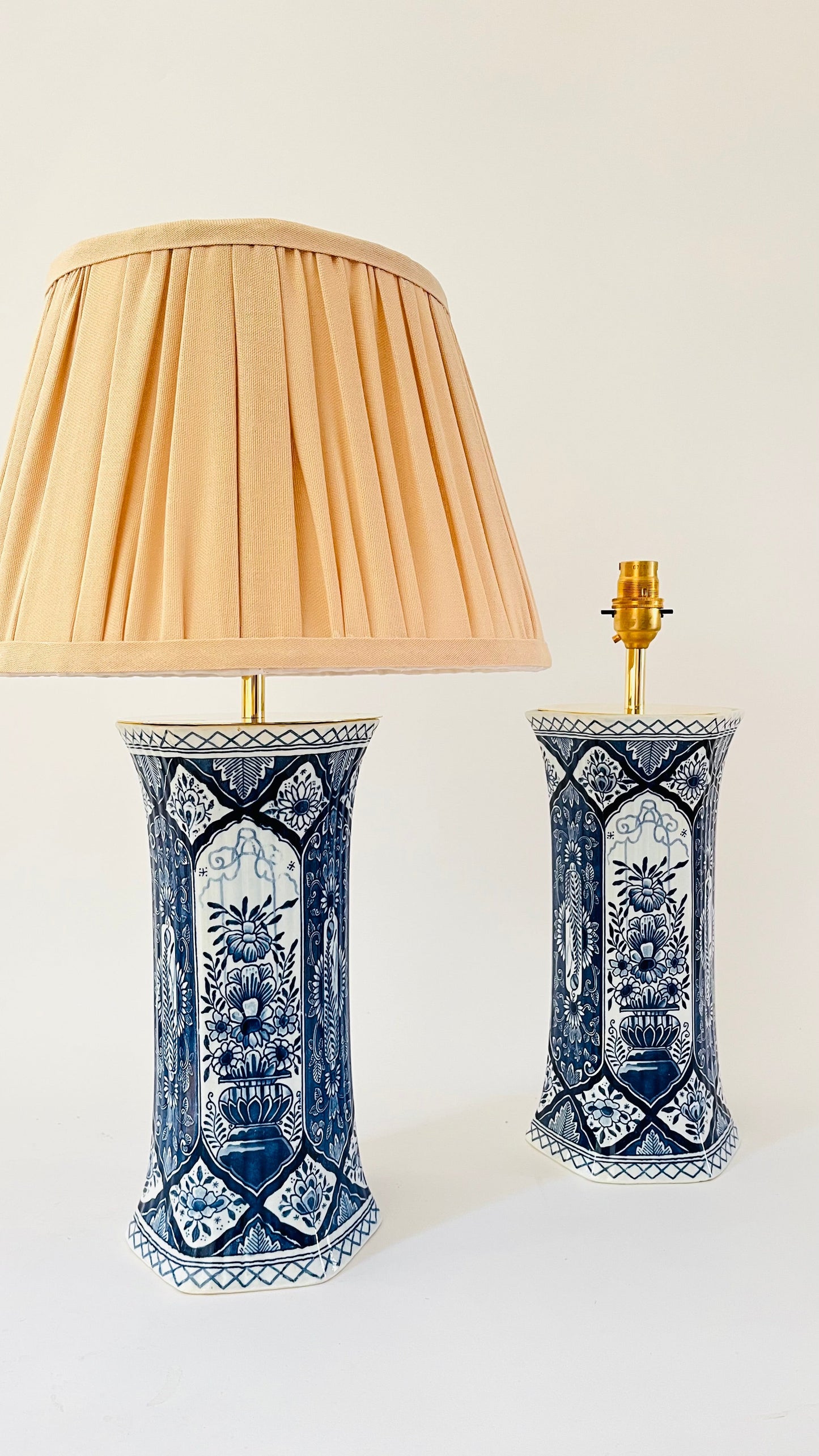 Antique Royal Delft Pillar Lamp