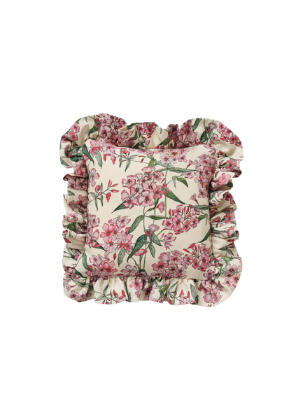 Square Pink Phlox Frill Cushion