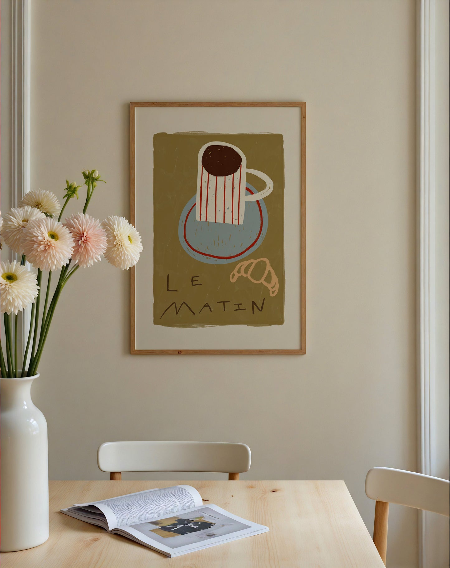 Le Matin | Coffee Croissant Print | UNFRAMED