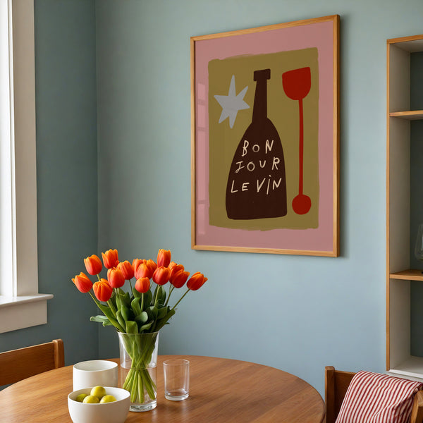Bonjour Le Vin | Wine Print | UNFRAMED