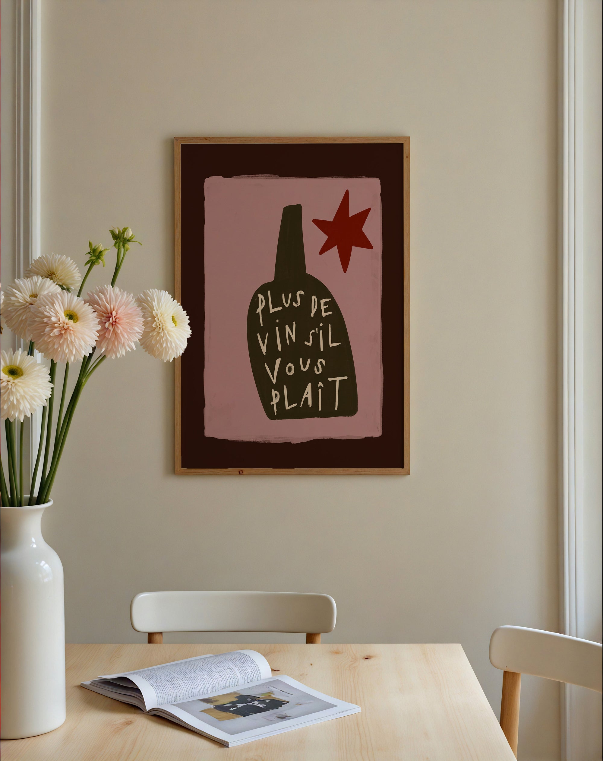 Plus De Vin S'il Vous Plait | Wine Print | UNFRAMED