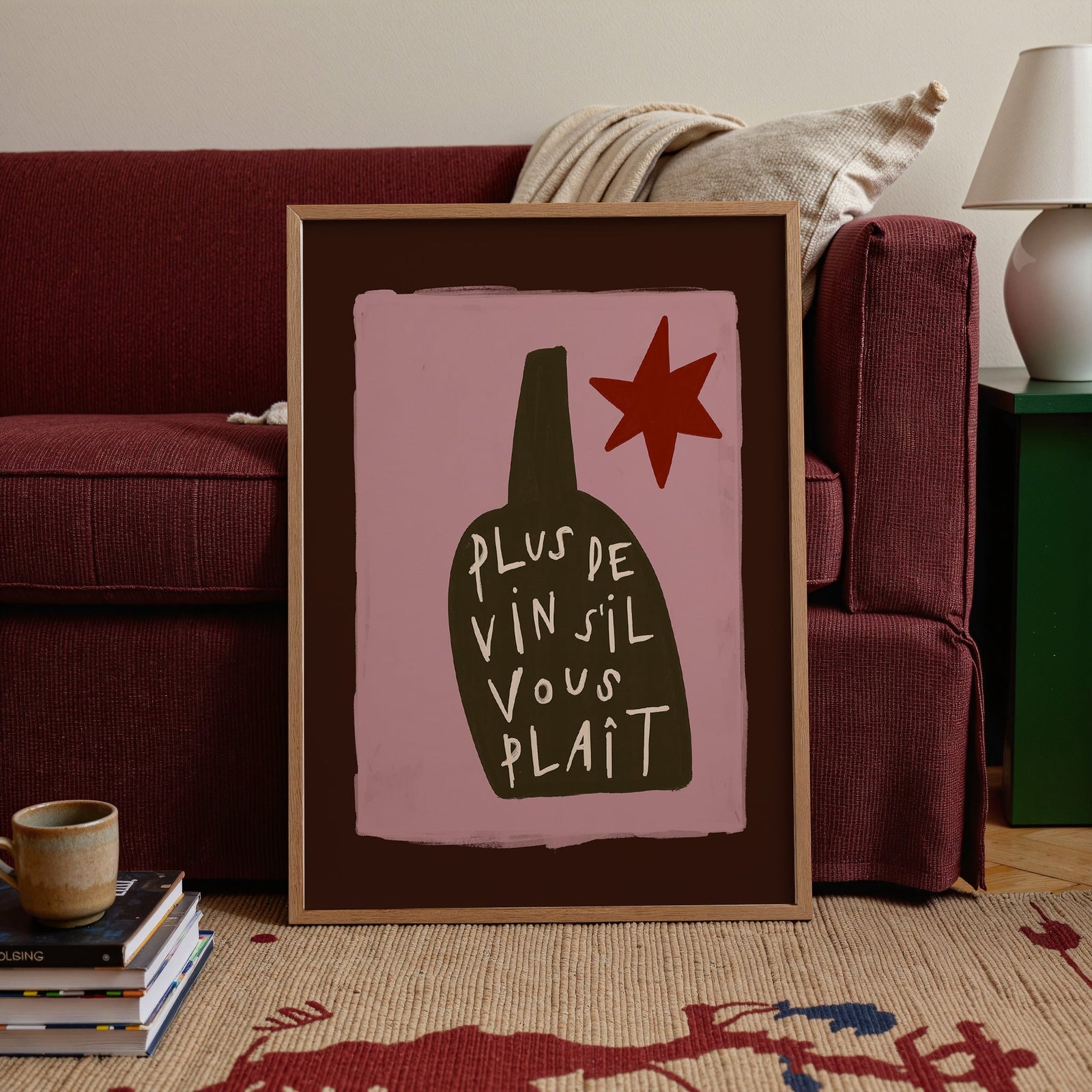 Plus De Vin S'il Vous Plait | Wine Print | UNFRAMED