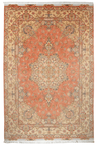 Tabriz 50 Raj — Hand-knotted, 204x303 cm, Orange, 100% Virgin Wool | Main view