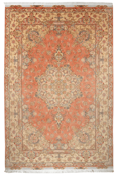 Tabriz 50 Raj — Hand-knotted, 204x303 cm, Orange, 100% Virgin Wool | Main view