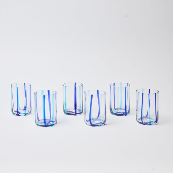 Blue Striped Tumblers (set of 6)