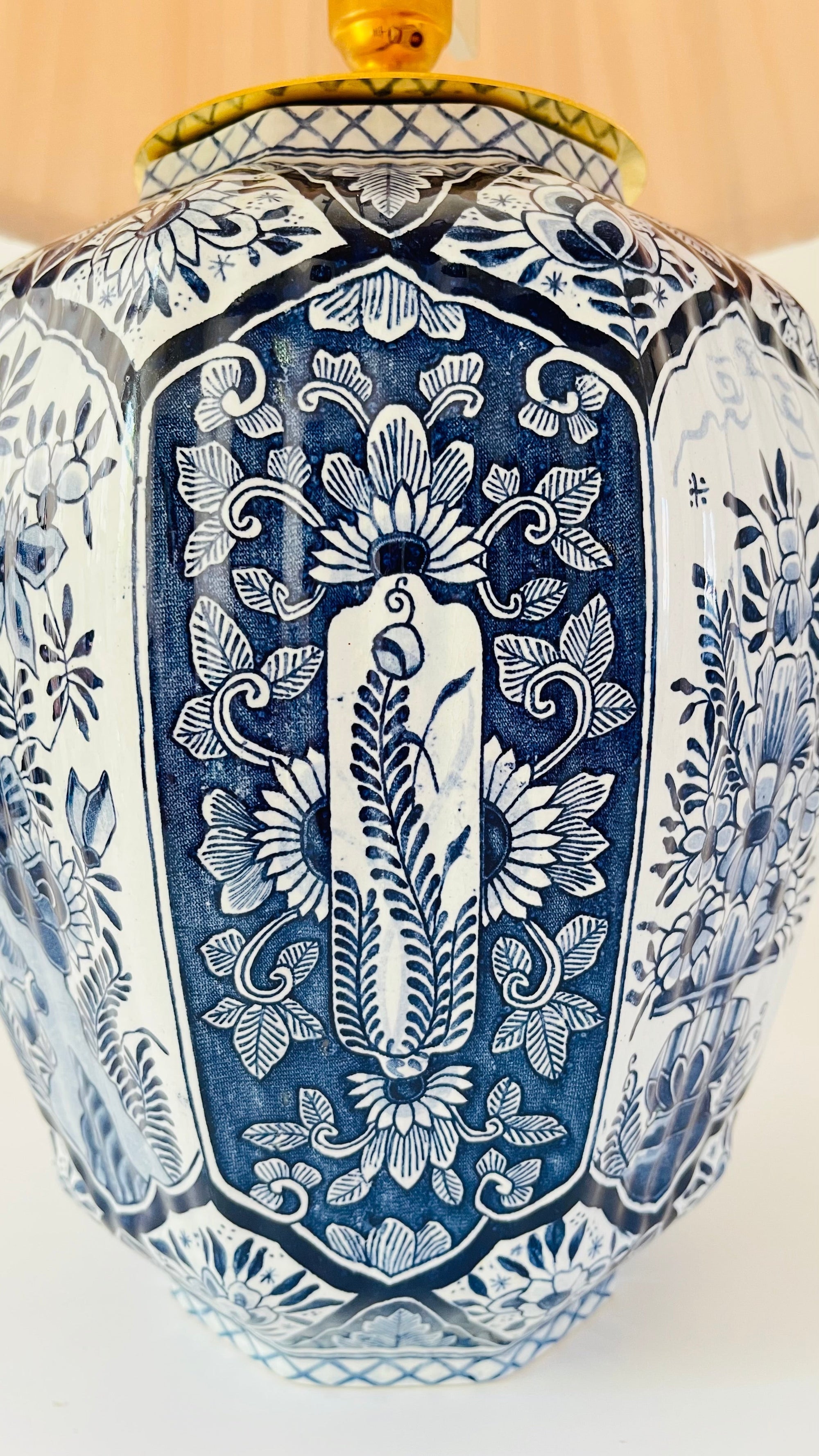 Large Antique Royal Delft Lamp