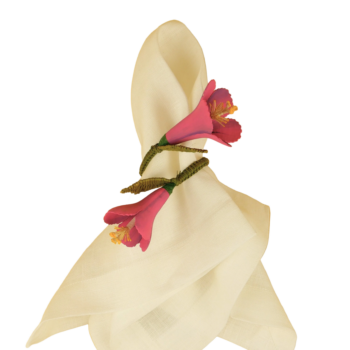 Napkin Ring Fuschia Flower Wood
