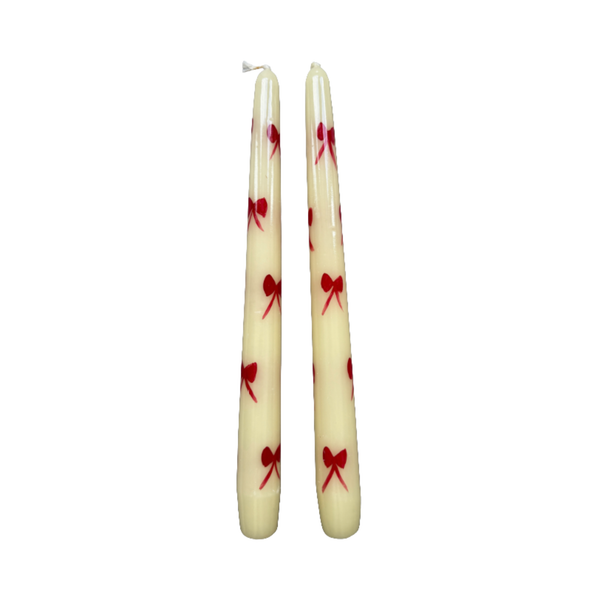 Set Of 2 Christmas Bow Candles
