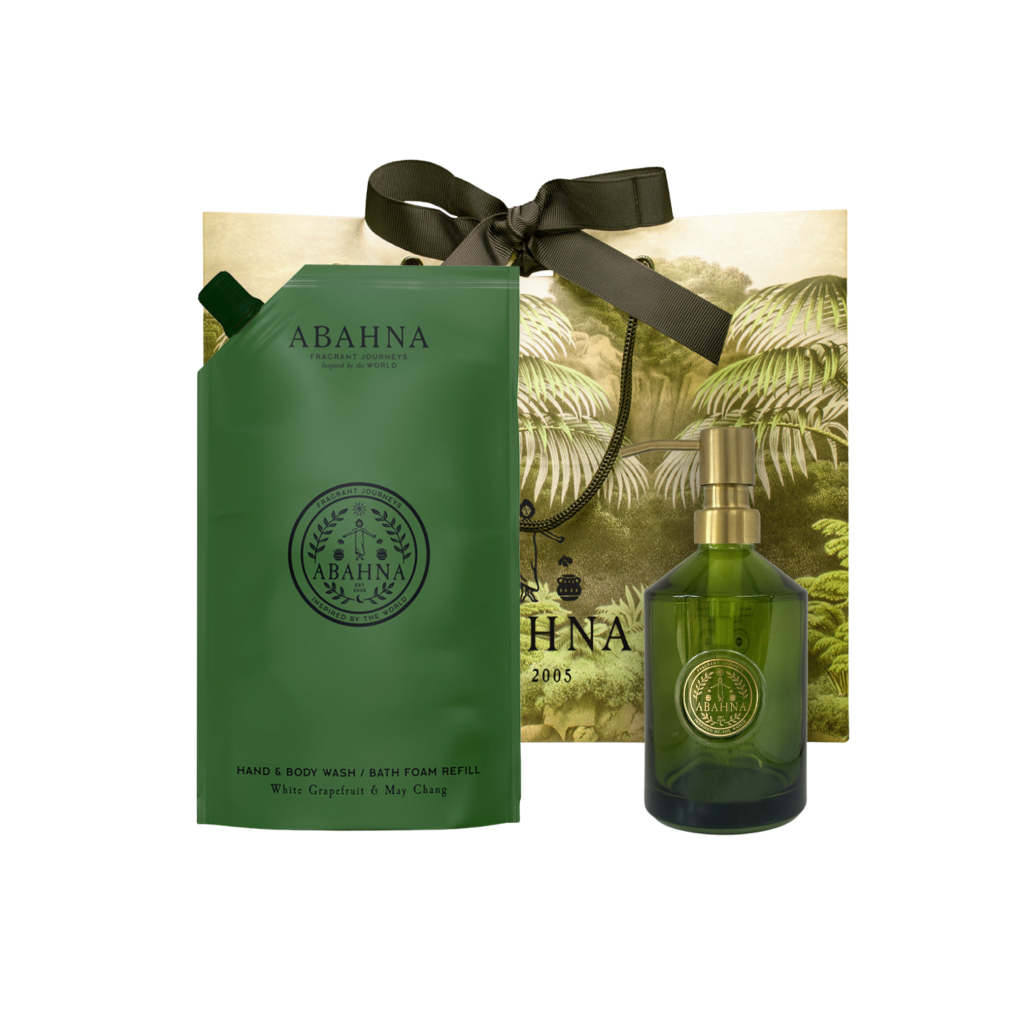 Glass Hand Wash Bottle Refill Set - White Grapefruit & May Chang
