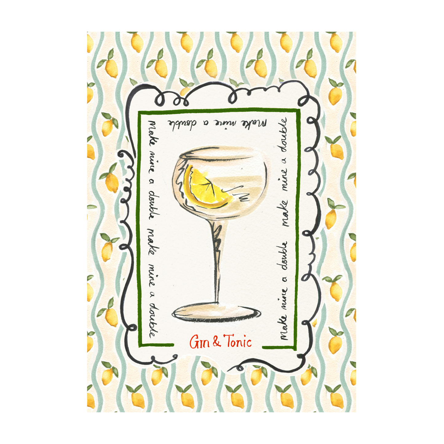Gin and Tonic Cocktail Art Print.