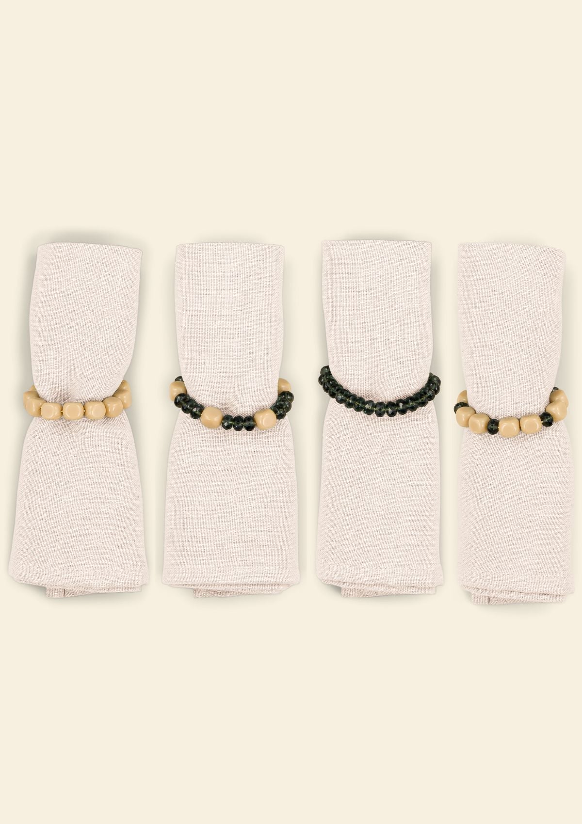 The Blue & Ivory Beaded Napkin Rings (Set of 4)