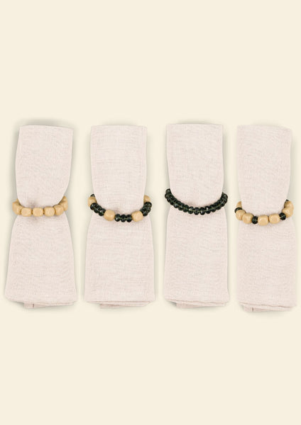The Blue & Ivory Beaded Napkin Rings (Set of 4)