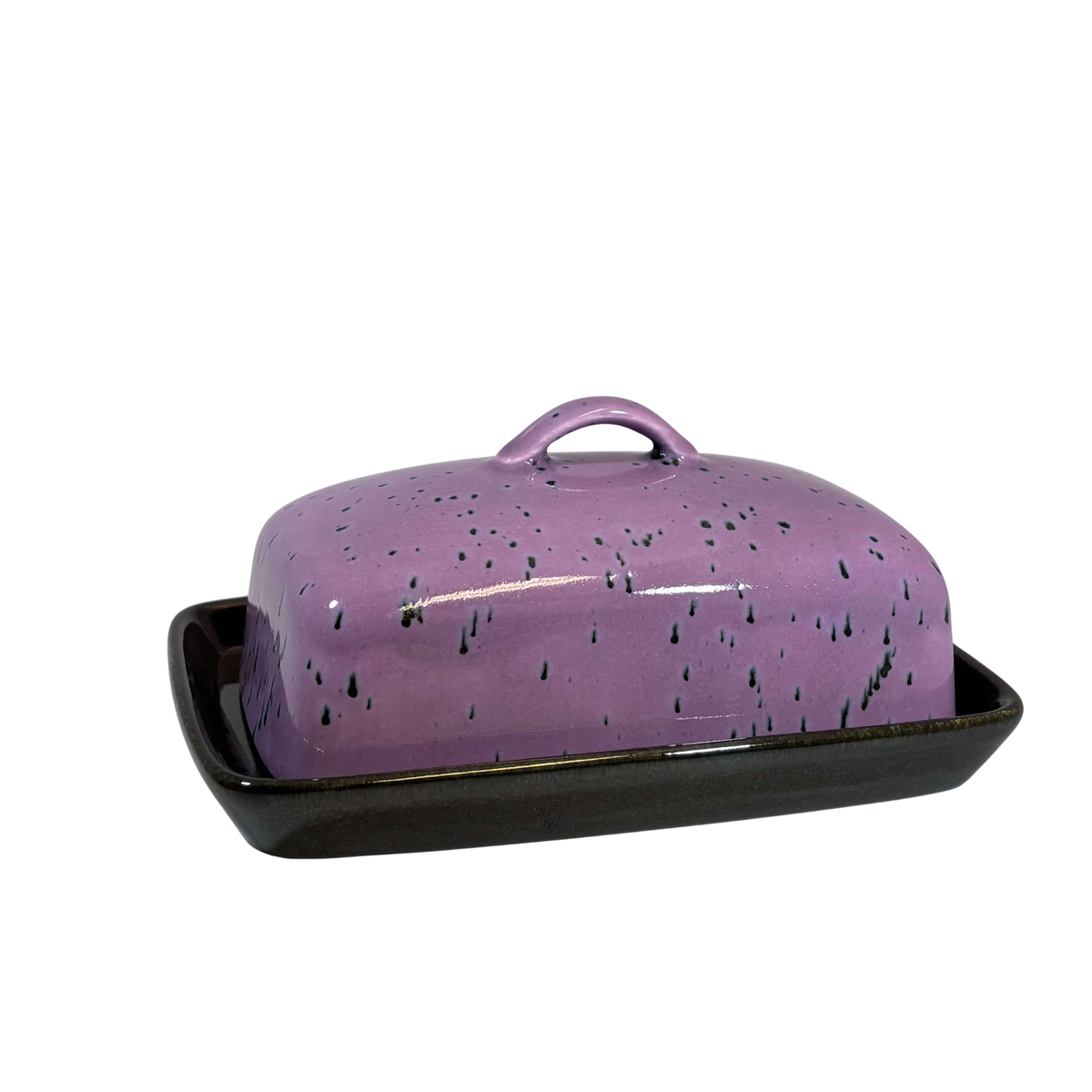 Butter Dish with Purple Speckle Glaze