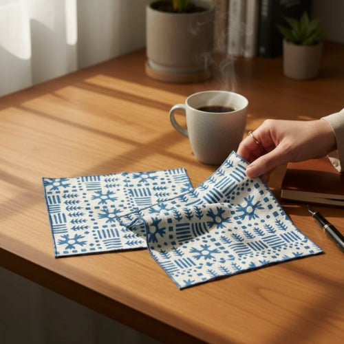 Blue Bloom Bandies Kerchief Handkerchief | Block Print