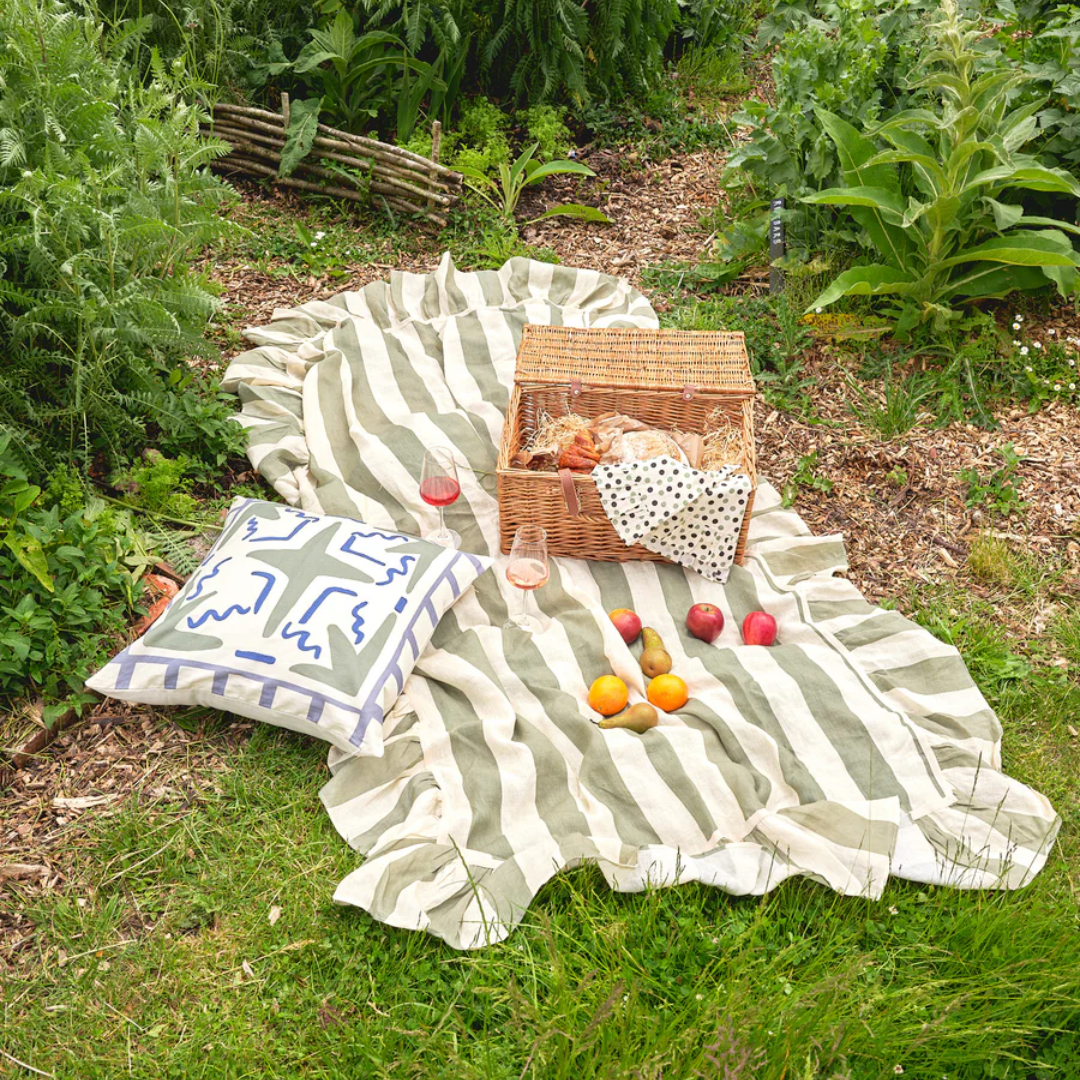Sea Green Wide Stripe Tablecloth