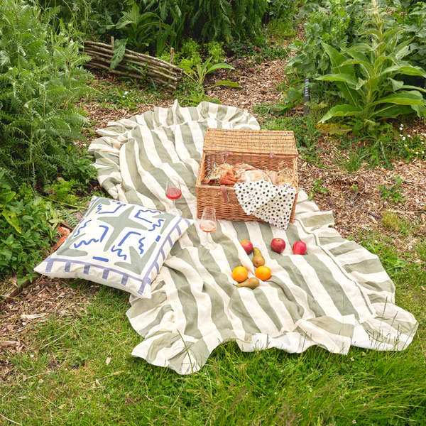 Sea Green Wide Stripe Tablecloth