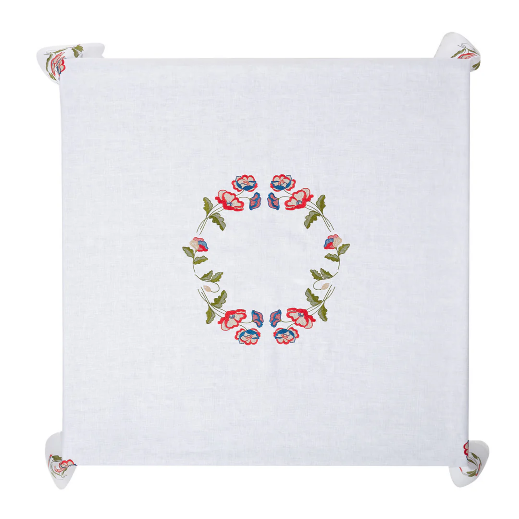 Poppies Gioia  Tablecloth - White Linen